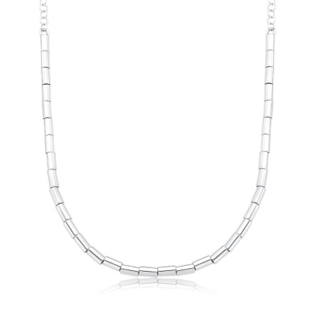 Gargantilha Prata Leve Elos c/ Canutilhos Lisos