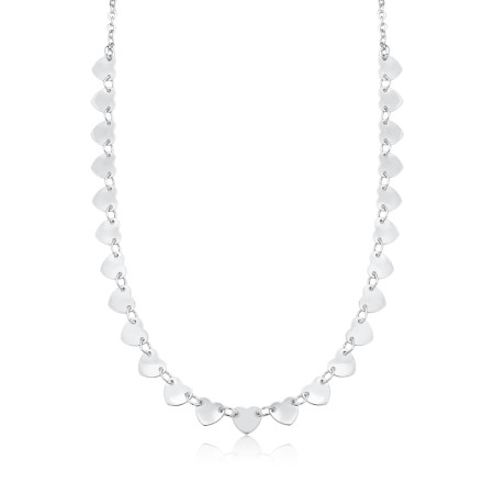 Choker Prata Leve Portuguesinha c/ Corações Lisos