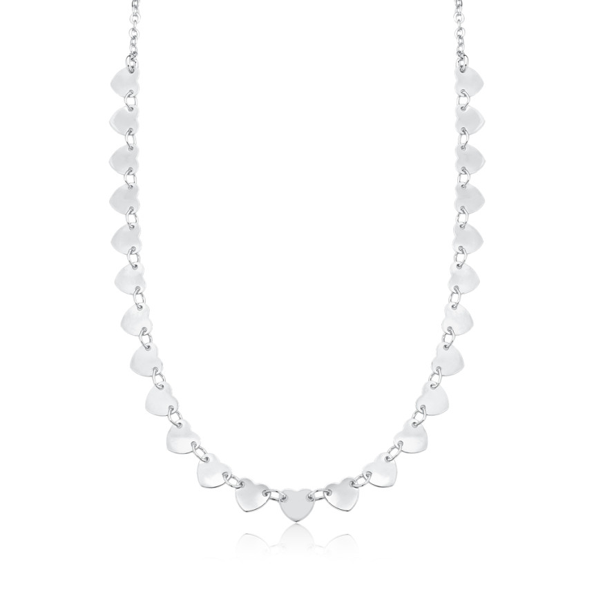 Choker Prata Leve Portuguesinha c/ Corações Lisos