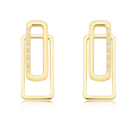 Brinco Retângulos Sobrepostos Folheado a Ouro 18k