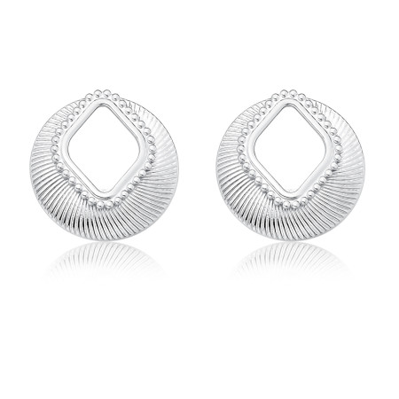 Brinco Prata Leve Redondo c/ Vazado Losango