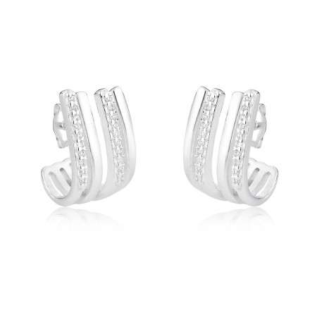 Brinco Prata Gancho Quatro Fileiras