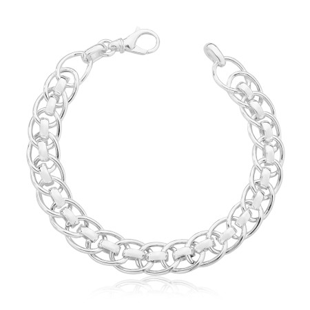 Pulseira Prata Elos c/ Corrente Elos Central 18cm