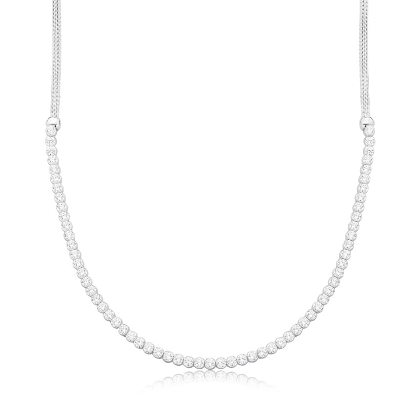 Choker Prata Palmerinha c/ Riviera Central 40cm
