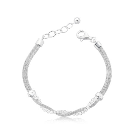 Pulseira Prata Palmerinha c/ Riviera Central Trançada