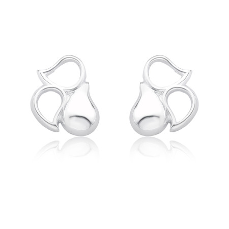 Brinco Prata Fixo Três Gotas Lisas / Vazadas