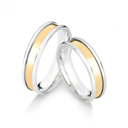 Aliança de Compromisso Canaleta Revestida em Ouro c/ Bordas de Prata / 4mm (Valor da unidade)