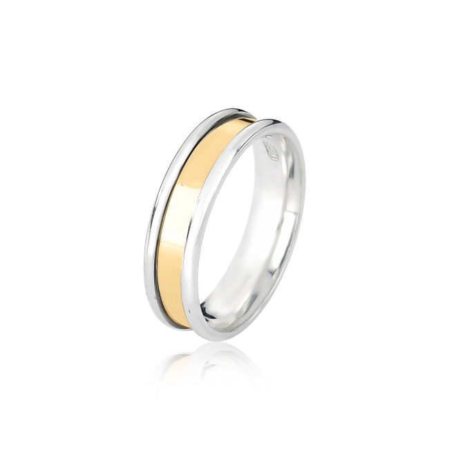 Aliança de Compromisso Canaleta Revestida em Ouro c/ Bordas de Prata / 4mm (Valor da unidade)
