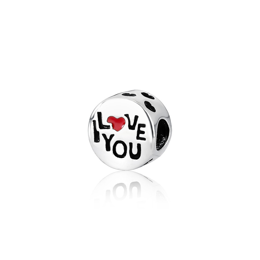 Berloque Prata c/ Ródio You Separador "I Love You" 