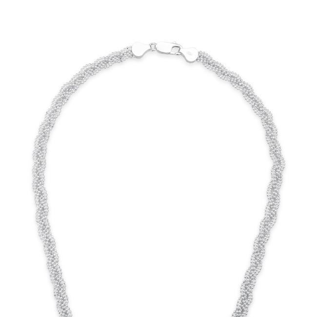 Corrente Prata Chaveirinho Dupla Trançada 43cm