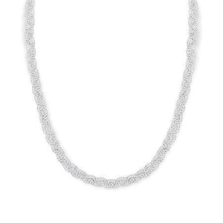 Corrente Prata Chaveirinho Dupla Trançada 43cm