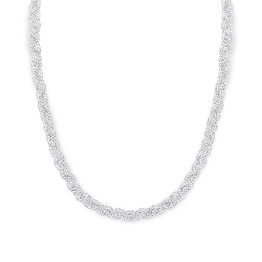 Corrente Prata Chaveirinho Dupla Trançada 43cm