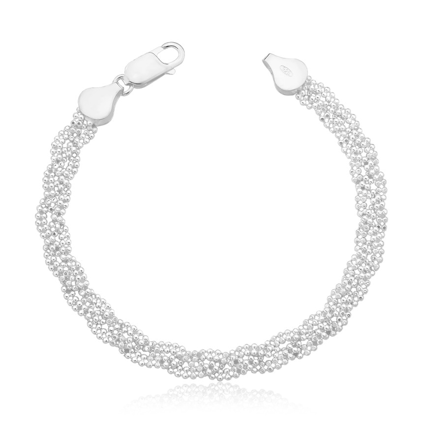 Pulseira Prata Chaveirinho Dupla Trançada (18cm)
