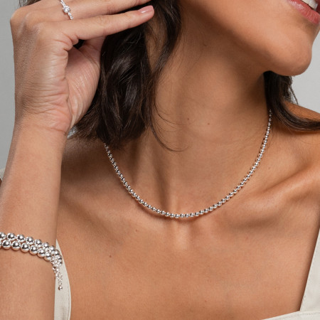 Choker Prata Esferas 4mm (38cm)