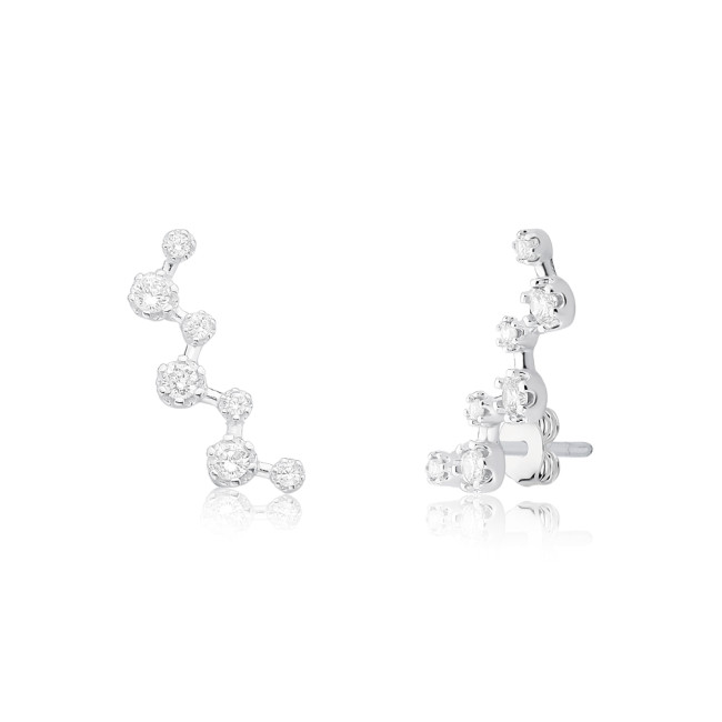 Brinco Prata Ear Cuff Zircônias Zig Zag