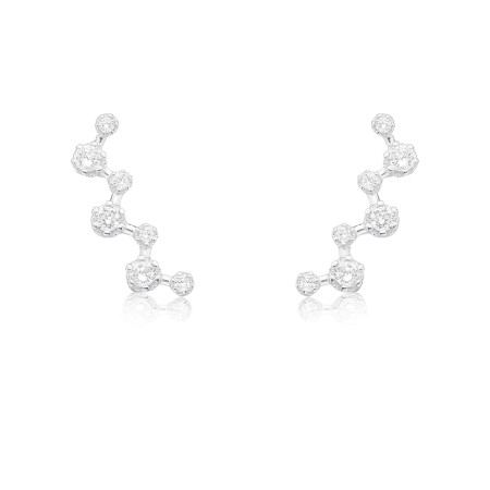 Brinco Prata Ear Cuff Zircônias Zig Zag