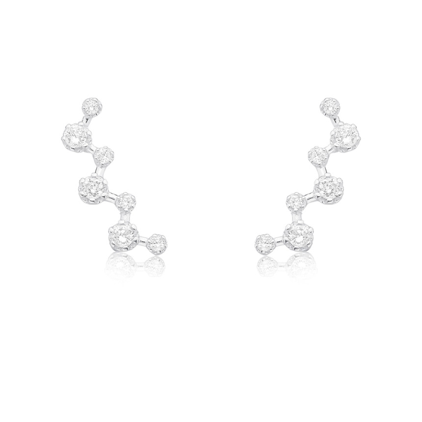 Brinco Prata Ear Cuff Zircônias Zig Zag