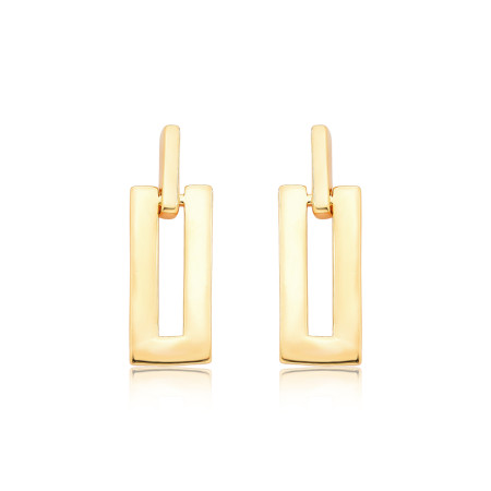 Brinco Retangular Base Palito Folheado a Ouro 18k