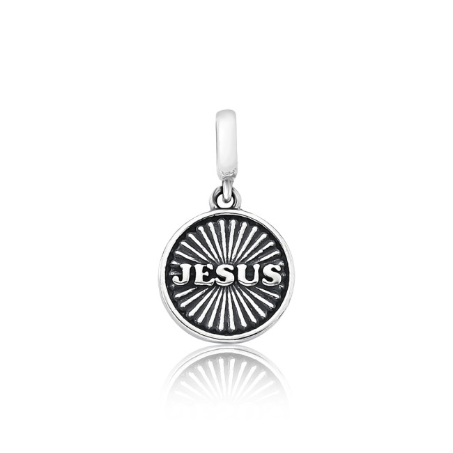 Berloque Prata You Argola Medalha Jesus Envelhecido