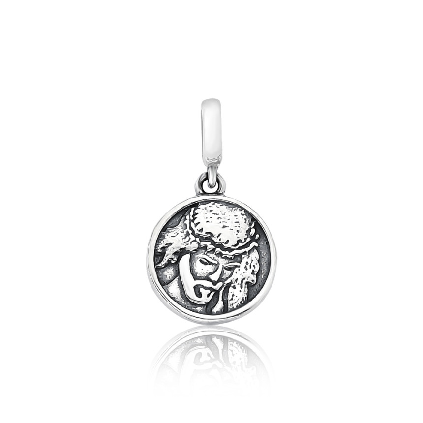Berloque Prata You Argola Medalha Jesus Envelhecido