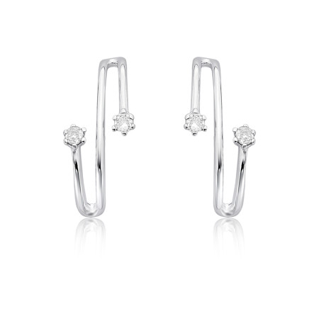 Brinco Prata "S" c/ Zircônias Pontos Luz   