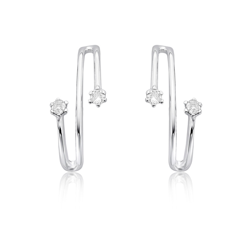 Brinco Prata "S" c/ Zircônias Pontos Luz   