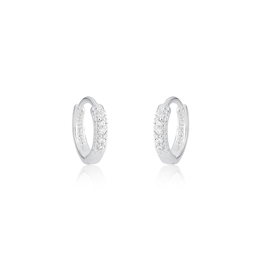 Argola Prata Leve Click Uma Fileiraa Cravejada (1x5) 10mm