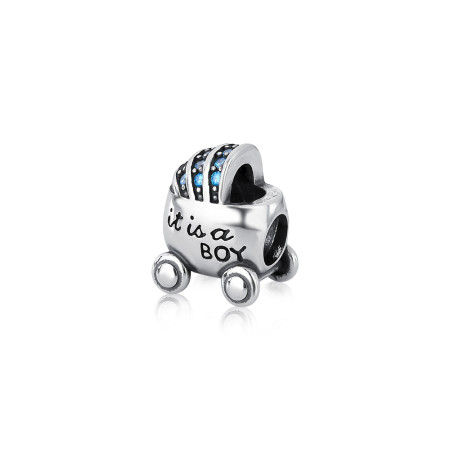  Berloque Prata c/ Ródio You Separador Carrinho de Bebê "It is a Boy"