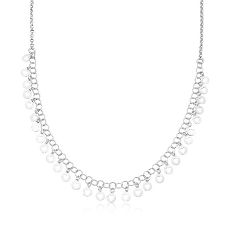 Choker Prata c/ Rodio Portuguesinha Mini medalhinhas Vazadas c/ Corações