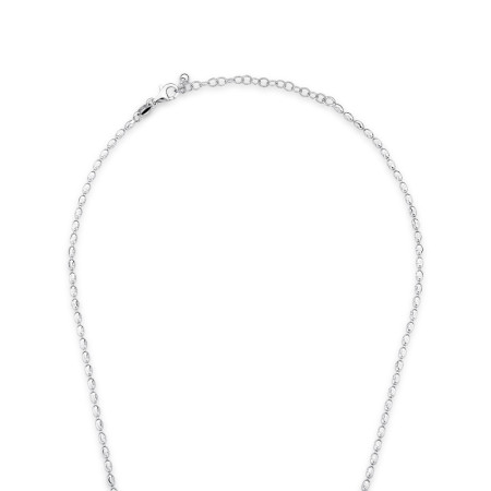 Corrente Prata c/ Ródio "Grãos" Trabalhados 38cm