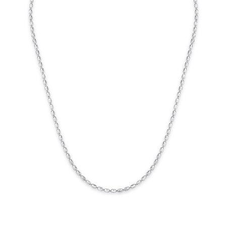 Corrente Prata c/ Ródio "Grãos" Trabalhados 38cm