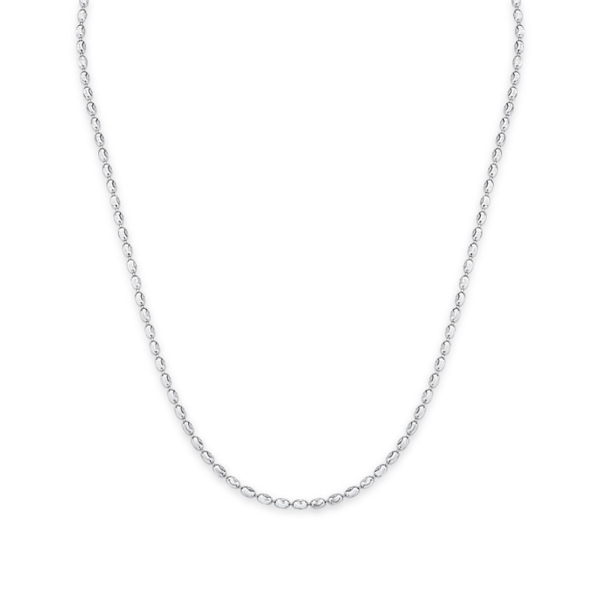 Corrente Prata c/ Ródio "Grãos" Trabalhados 38cm