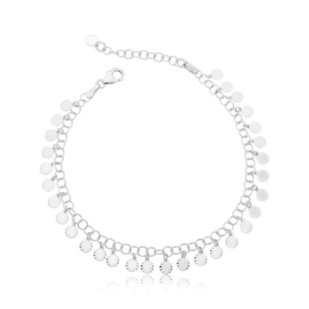 Pulseira Prata c/ Rodio Portuguesinha Mini medalhinhas Trabalhadas 18cm