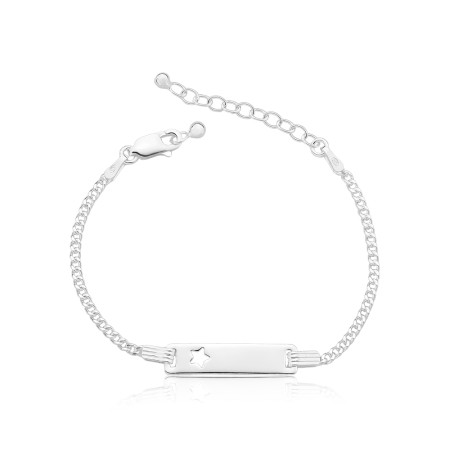 Pulseira Prata Infantil Plaquinha c/ Estrela Vazada