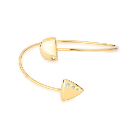 Bracelete Aberto Fecha c/ Detalhes Ponto Luz Folheado a Ouro 18k  