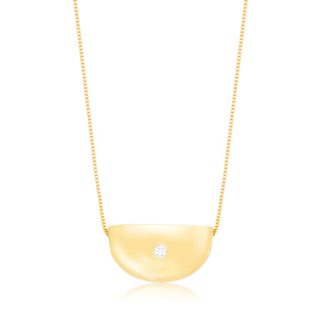 Gargantilha Pingente "Canoa" c/ Ponto Luz Folheada a Ouro 18k