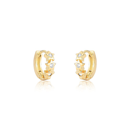 Argola Click Estrela c/ Ponto Luz 13mm  Folheada a Ouro 18k   