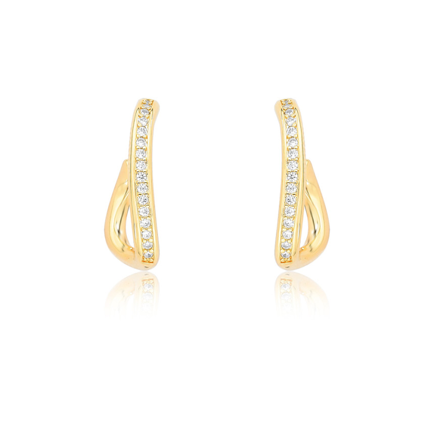 Argola Gancho Fio Redondo Torcido Folheada a Ouro 18k 