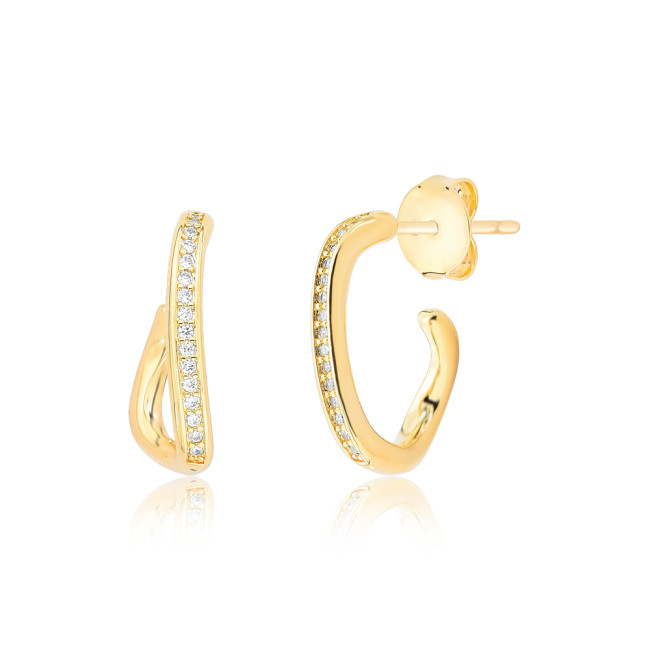 Argola Gancho Fio Redondo Torcido Folheada a Ouro 18k 