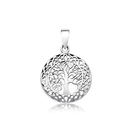 Pingente Prata Mandala Vazada Árvore da Vida Envelhecida 