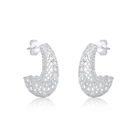 Argola Prata Anzol Renda Italiana Dupla 18mm