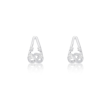 Brinco Prata Fixo Gancho c/ Zircônias