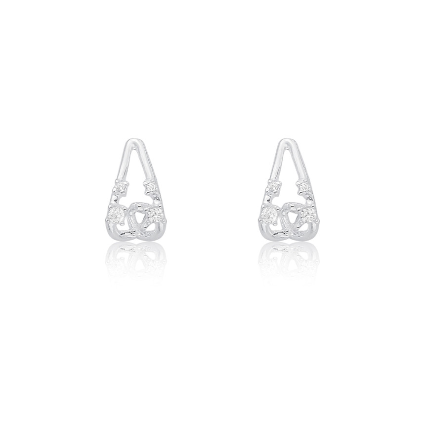 Brinco Prata Fixo Gancho c/ Zircônias