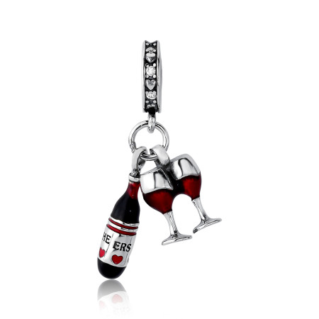 Berloque Prata c/ Ródio You Argola Vinho e Taças