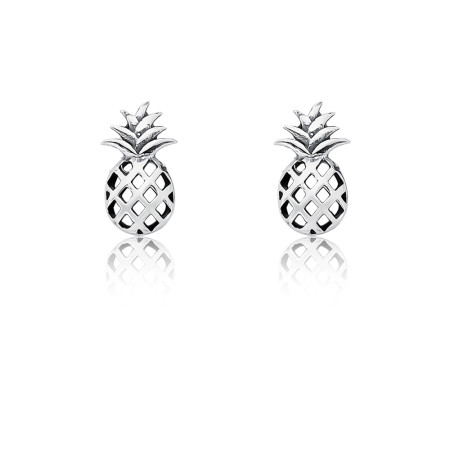 Brinco Prata Fixo Abacaxi Envelhecido