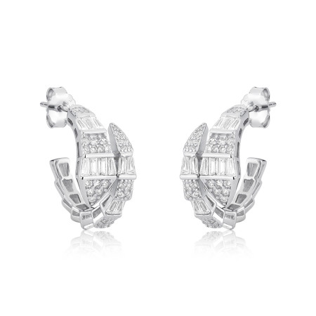 Argola Prata c/ Ródio Serpente Cravejada c/ Tarraxa 15mm  