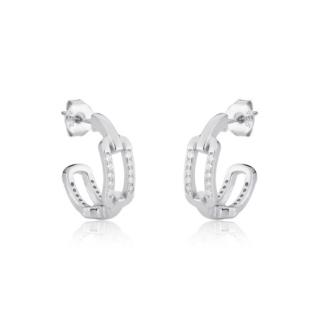 Argola Prata c/ Ródio Elos Cravejados c/ Tarraxa 15mm   