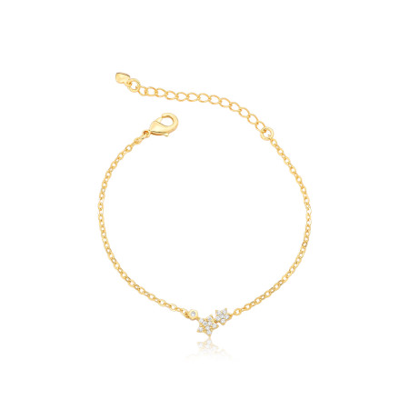 Pulseira Infantil Estrelas Cravejadas c/ Ponto Luz Folheada a Ouro 18k
