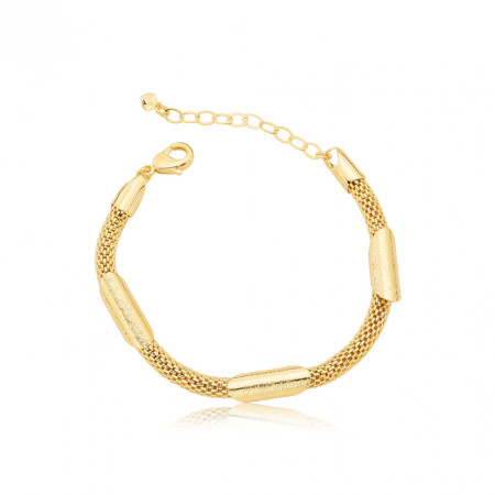 Pulseira Aramada c/ Tubos Acetinados Folheada a Ouro 18k