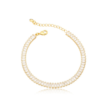 Pulseira Riviera Baguete (4,5mm) Folheada a Ouro 18K